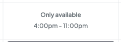 A close-up of an availability cell reading 'Only available, 3:00pm – 12:00am'