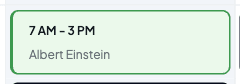 An active shift card outlined in green