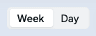 The Week and Day toggle in the roster header, with Week selected