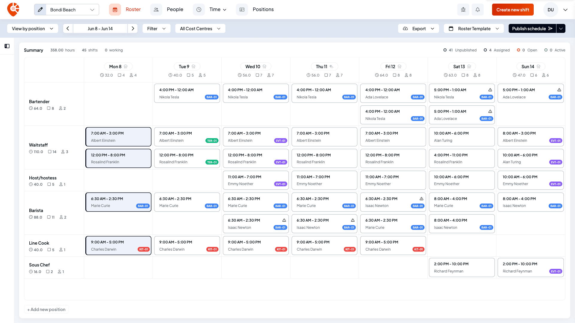 The scheduler header with the Publish schedule split button enabled at the top right